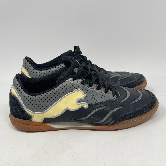 Puma Powercat Shoes Mens 6 Black Leather Suede Indoor Soccer Sneakers Trainers - Picture 3 of 16